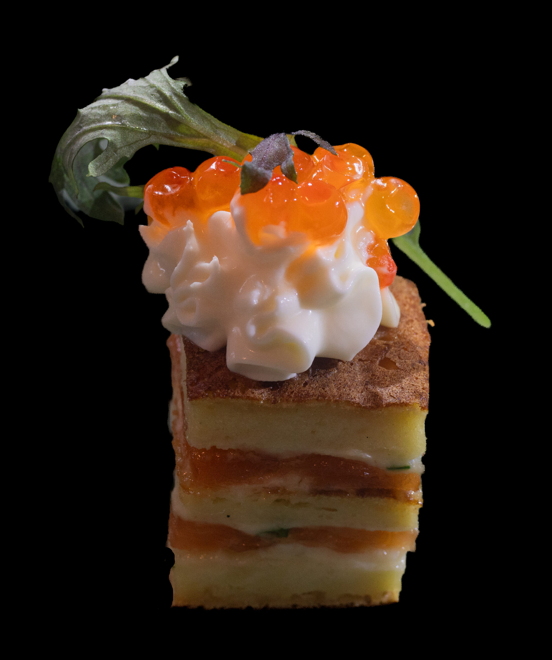 Smoked salmon blini Napoleon