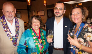 Chevalier Robert Blanchard, Bailli Judith Mazza, Vice Chargé de Presse Wesley Jefferies, and Vice Chancelier-Argentier Stacey Wharam (Photo by Allan Kam)